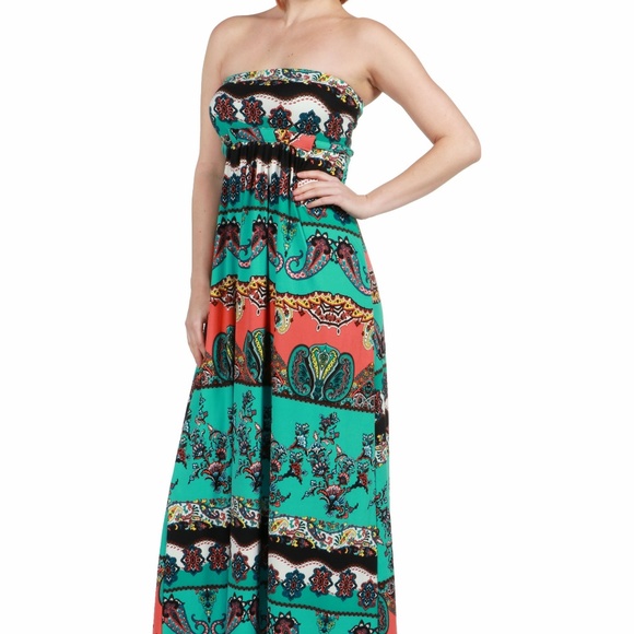 24Seven Comfort Apparel Bethany Strapless Maxi - Picture 2 of 5